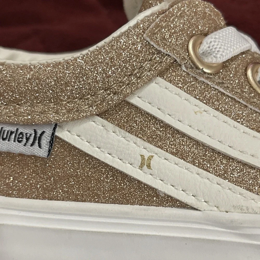Hurley Toddler Children's Sz 5 Casual Sneakers Gold‎ & White Sparkle Broady - GT